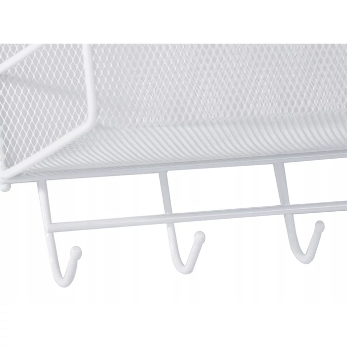 Kétszintes háztartási szervező akasztókkal, fehér