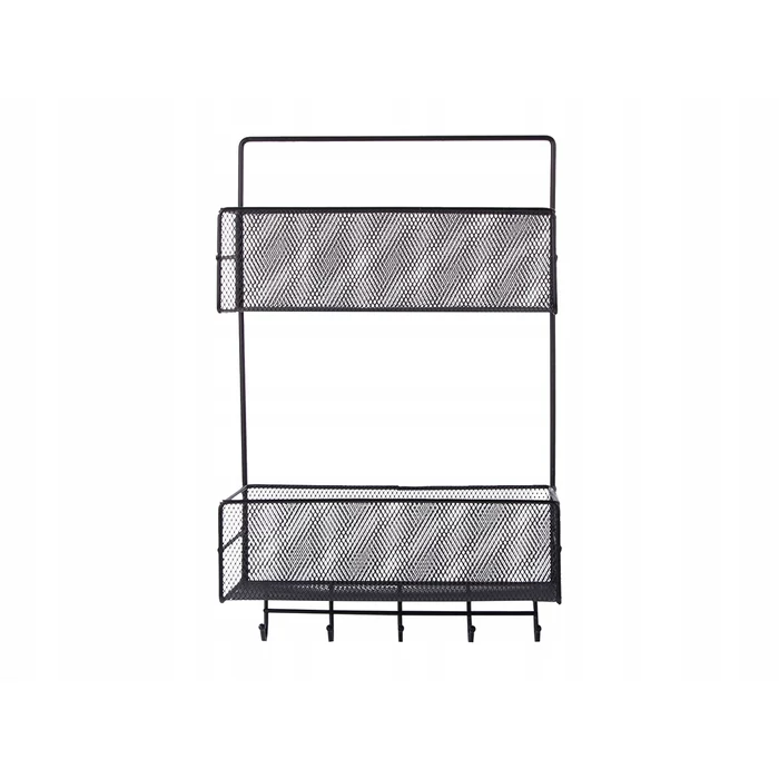 Kétszintes háztartási szervező akasztókkal, fekete