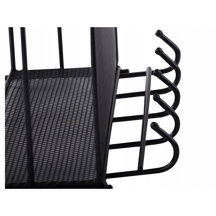 Kétszintes háztartási szervező akasztókkal, fekete