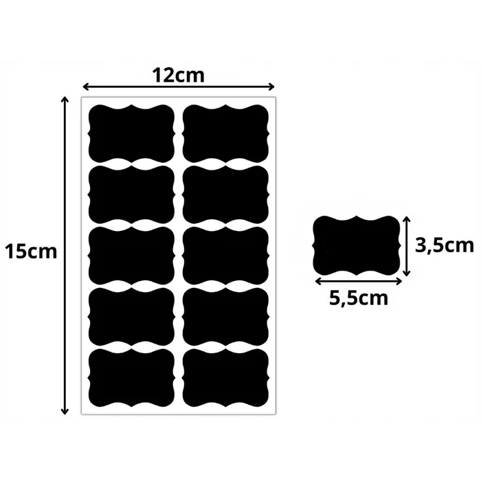 Öntapadó címkék tárolóedények, üvegek jelöléséhez, filctollal, 192 db