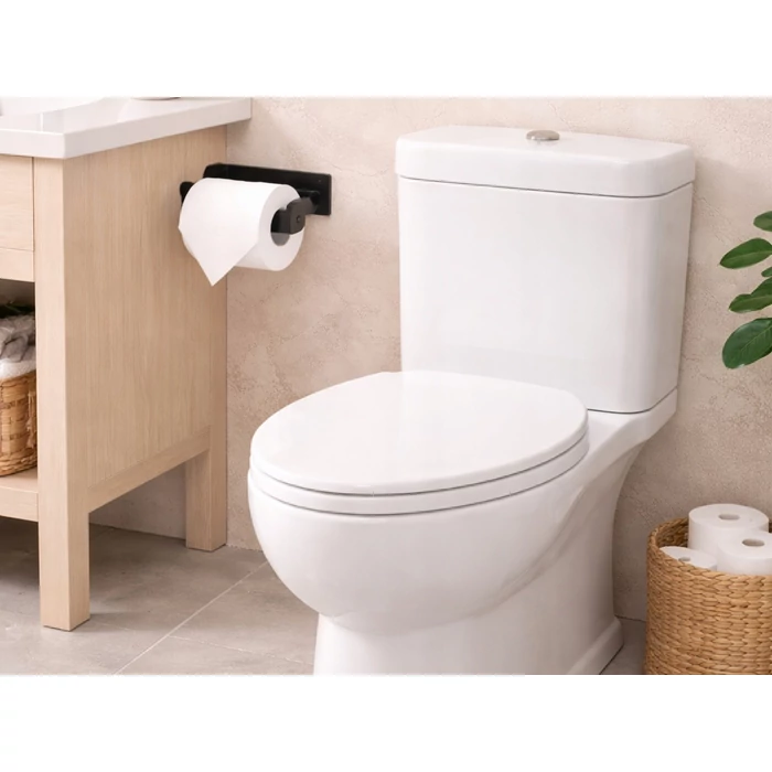 Felragasztható, acél WC-papír tartó, matt fekete