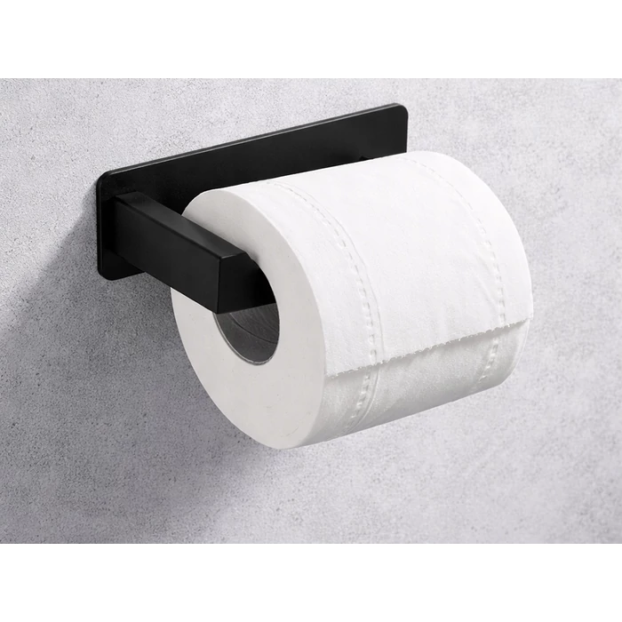 Felragasztható, acél WC-papír tartó, matt fekete