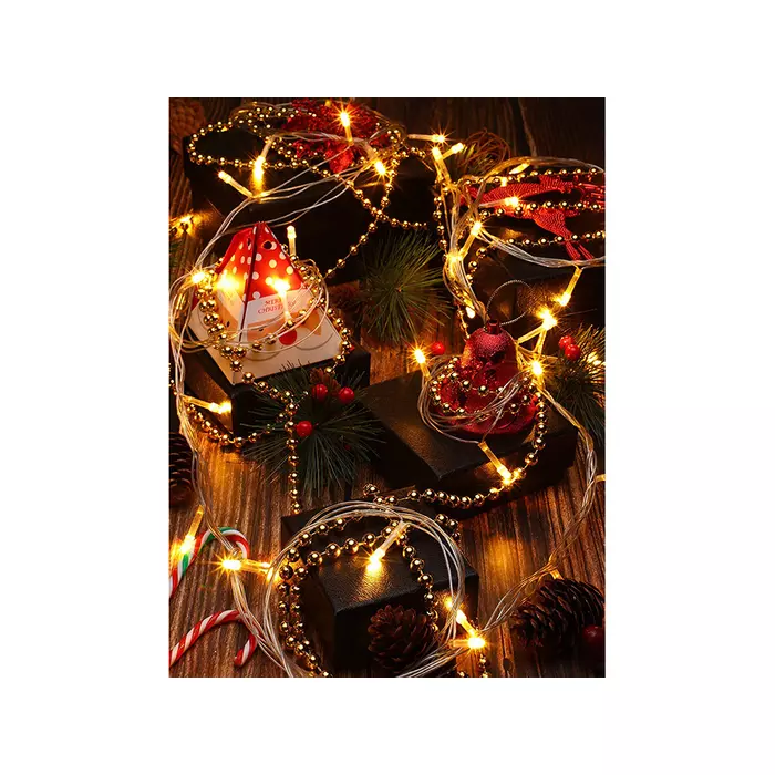 Karácsonyfa gyöngyfüzér lánc - arany