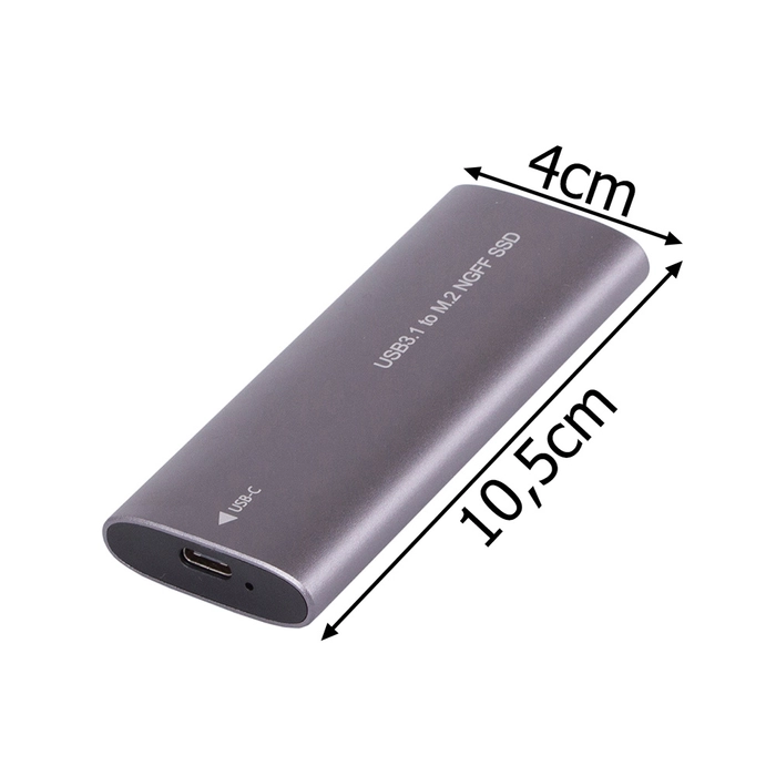 Külső USB 3.1-es M.2 SSD ház 2230-2280mm, szürke