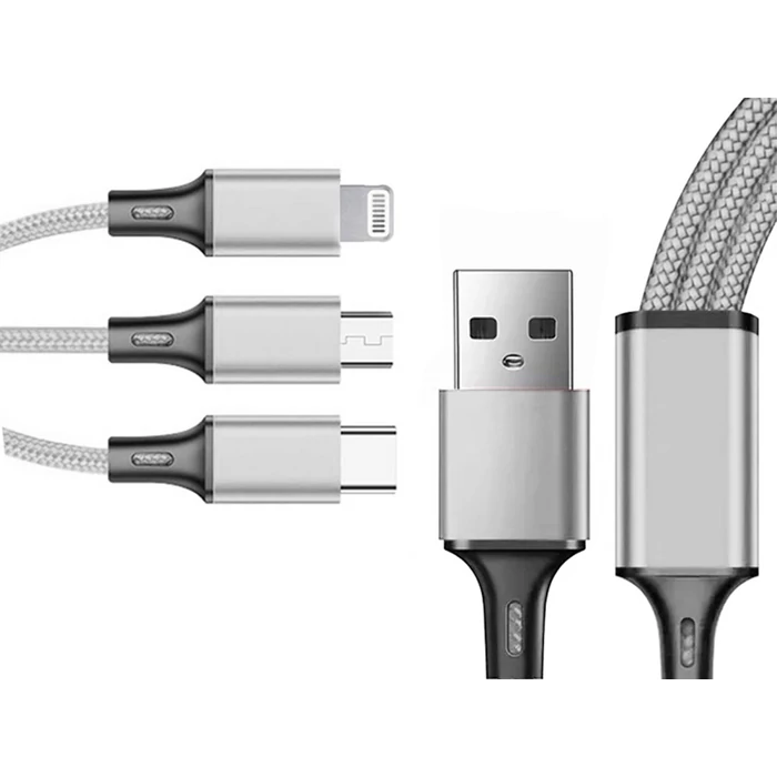 3az1-ben USB kábel, 1,2m ezüst