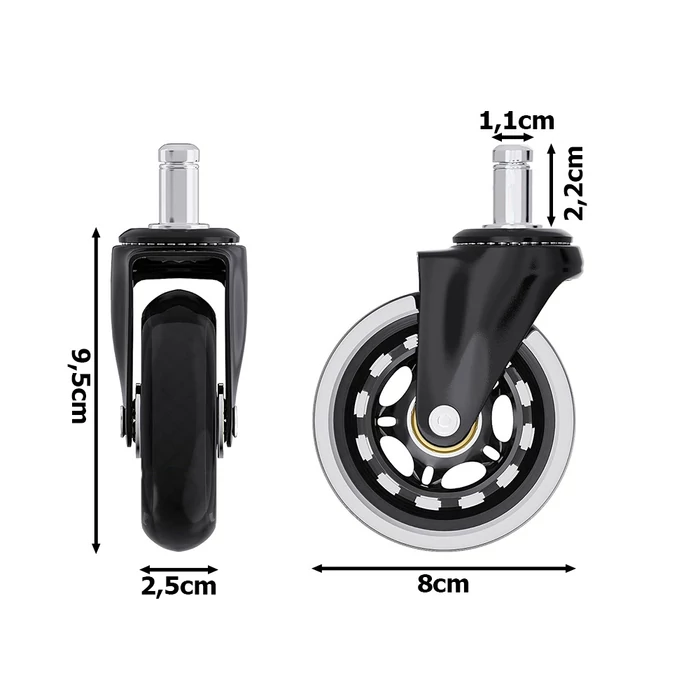 Gumikerék irodai székhez csapágyakkal 80mm, 1 db