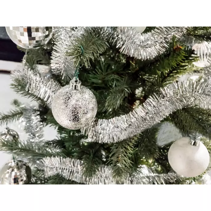 Karácsonyfa füzér, ezüst, 2 m