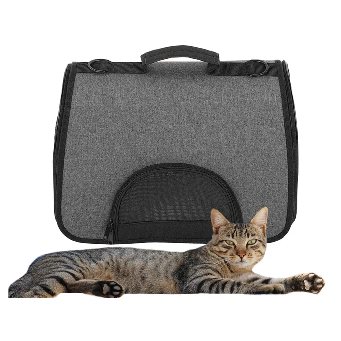 Kisállat hordozó táska, 41 x 26 x 24 cm, szürke