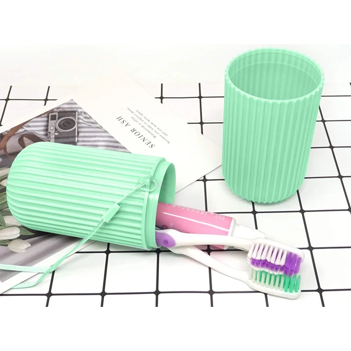Fogkefe és fogkrém tartó utazáshoz-Zöld
