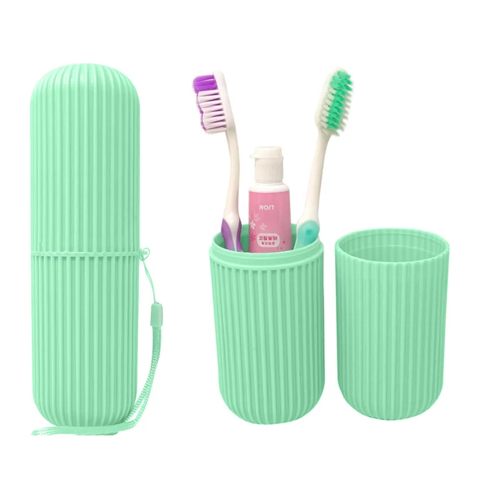 Fogkefe és fogkrém tartó utazáshoz-Zöld