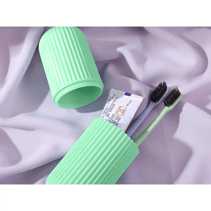 Fogkefe és fogkrém tartó utazáshoz-Zöld