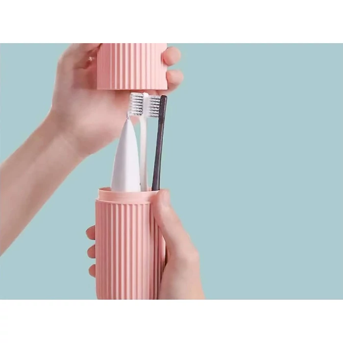 Fogkefe és fogkrém tartó utazáshoz-Rózsaszín