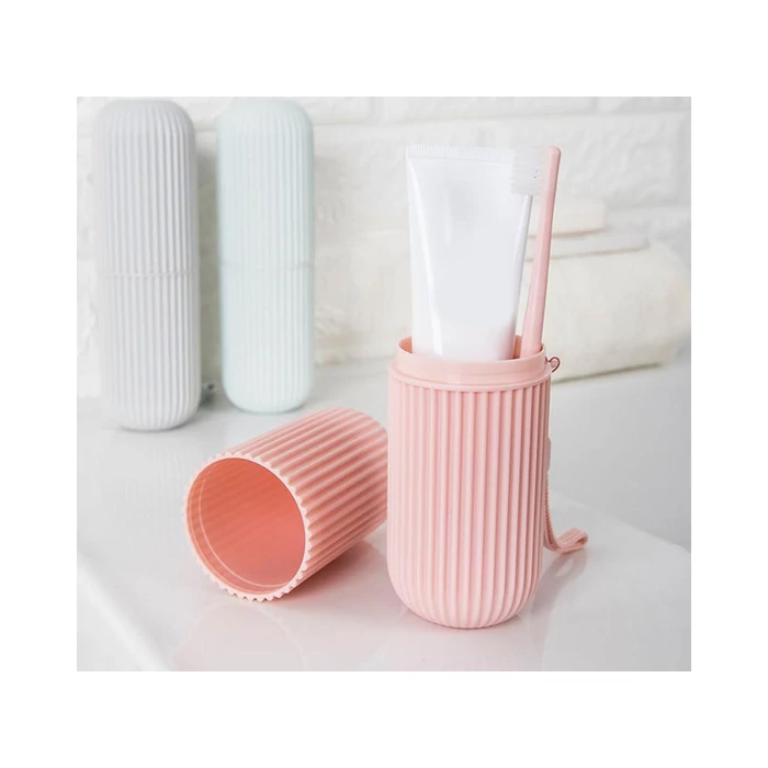 Fogkefe és fogkrém tartó utazáshoz-Rózsaszín