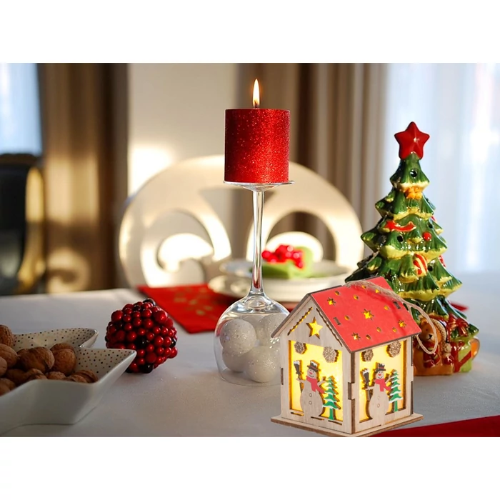 Fából készült függő karácsonyi lámpás