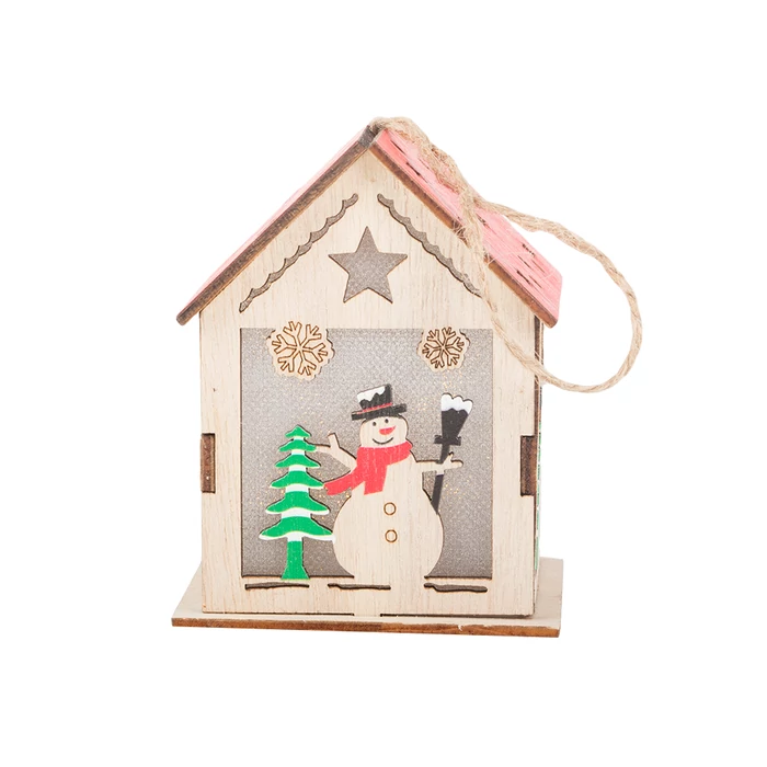 Fából készült függő karácsonyi lámpás