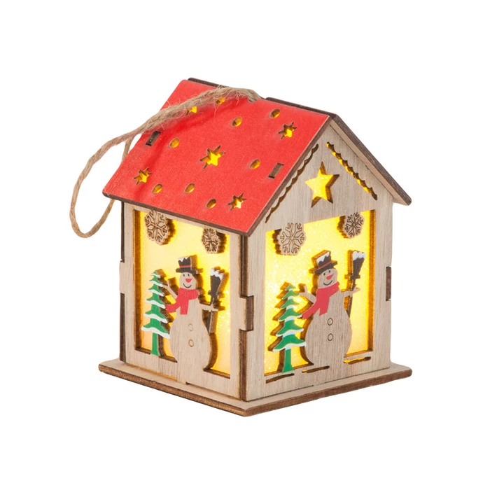 Fából készült függő karácsonyi lámpás