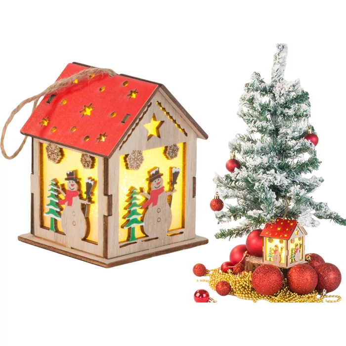 Fából készült függő karácsonyi lámpás