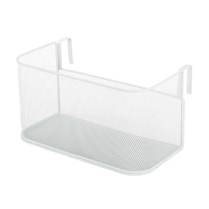 Akasztókonzolos fémrácsos gyűjtőkosár, fehér