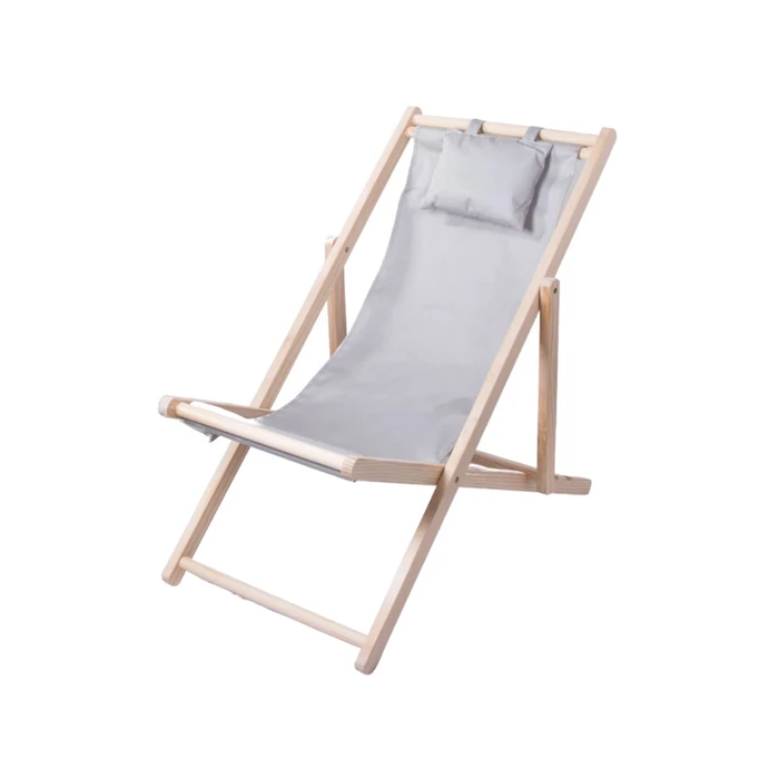 Összecsukható kerti nyugágy párnával, szürke színben