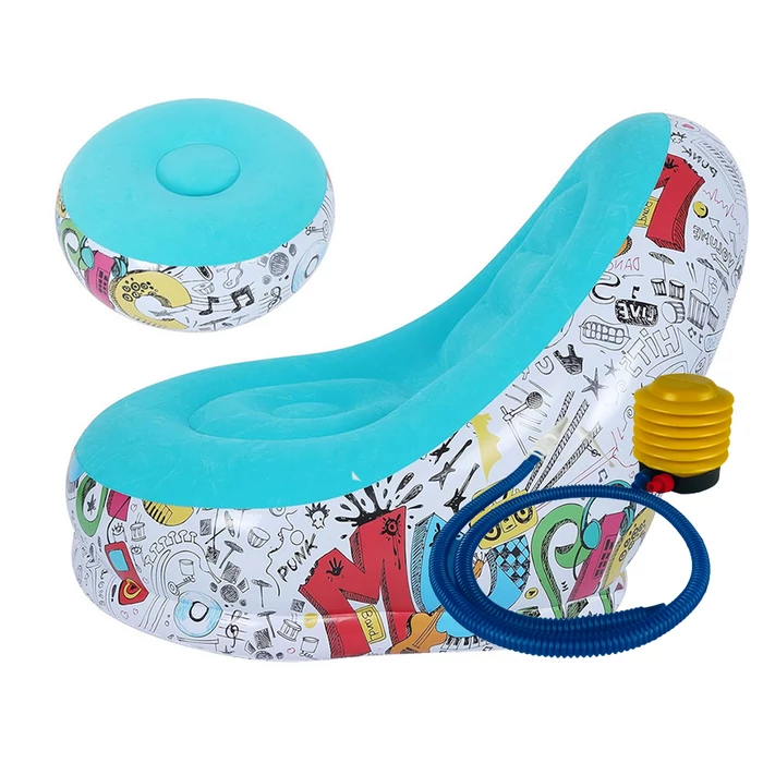 Felfújható kerti fotel lábtartóval és pumpával