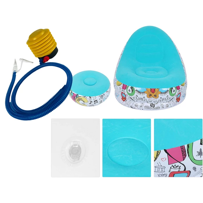 Felfújható kerti fotel lábtartóval és pumpával