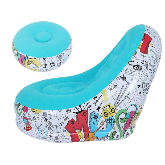 Felfújható kerti fotel lábtartóval és pumpával