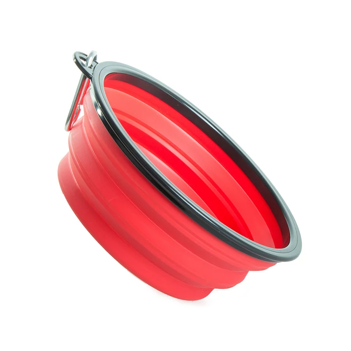 Összecsukható utazótál kutyáknak, piros, 800 ml