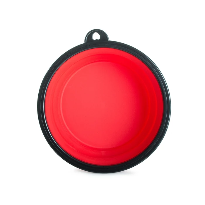 Összecsukható utazótál kutyáknak, piros, 800 ml