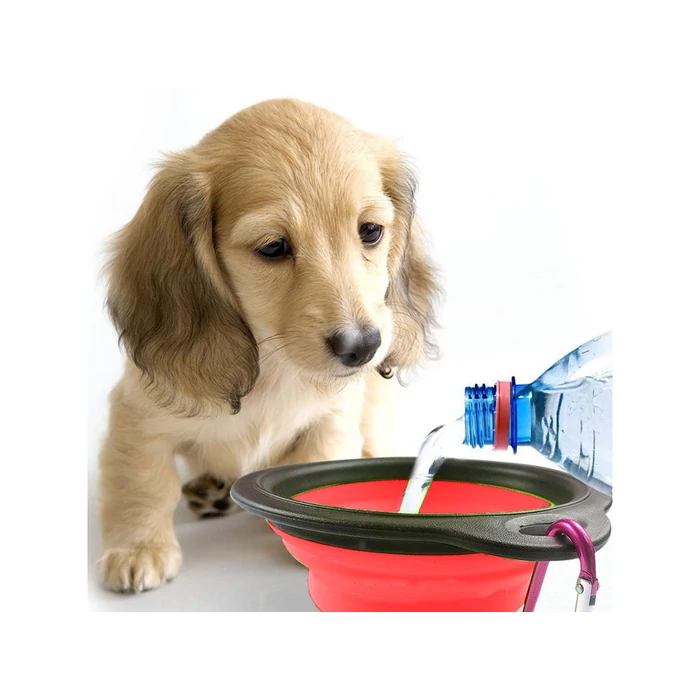 Összecsukható utazótál kutyáknak, piros, 800 ml