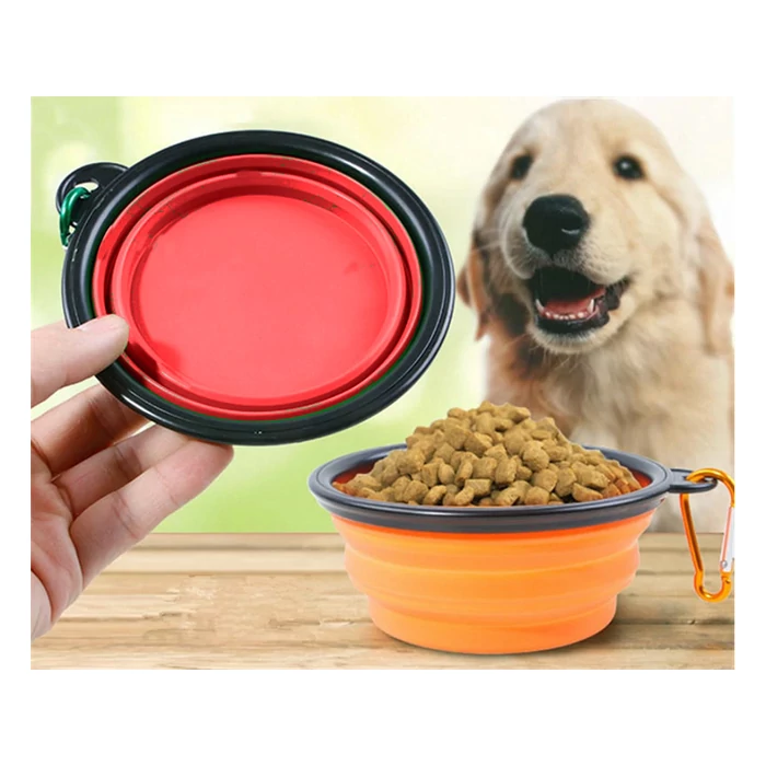 Összecsukható utazótál kutyáknak, piros, 800 ml