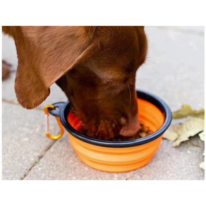 Összecsukható utazótál kutyáknak, narancs, 800 ml