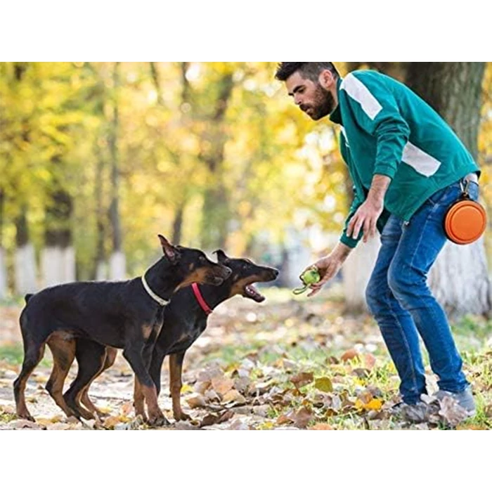 Összecsukható utazótál kutyáknak, narancs, 800 ml