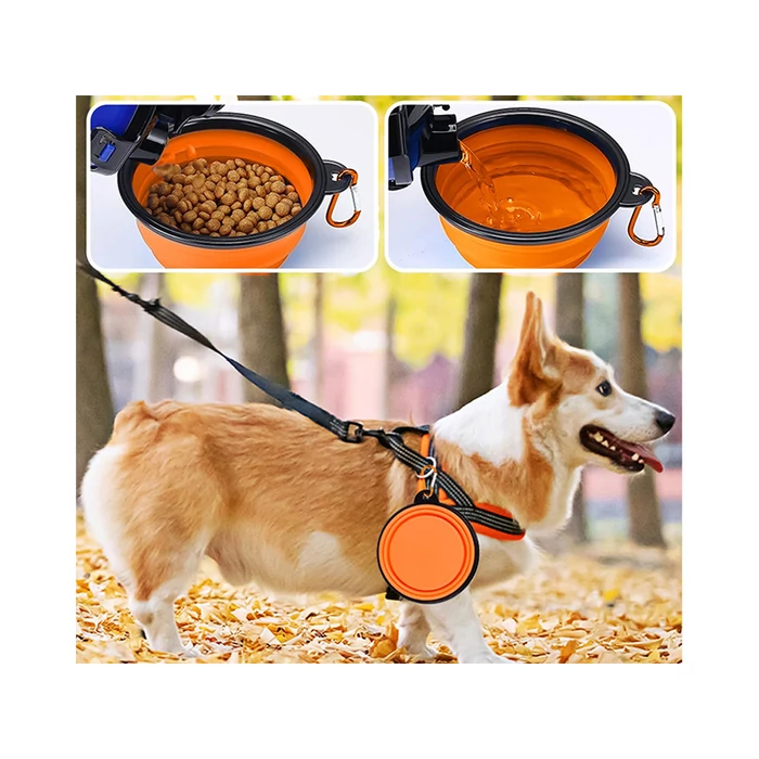 Összecsukható utazótál kutyáknak, narancs, 800 ml