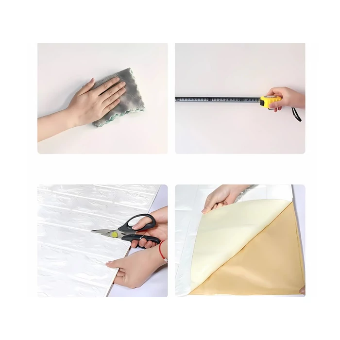 Öntapadós tapéta panel 3D tégla mintával, fehér