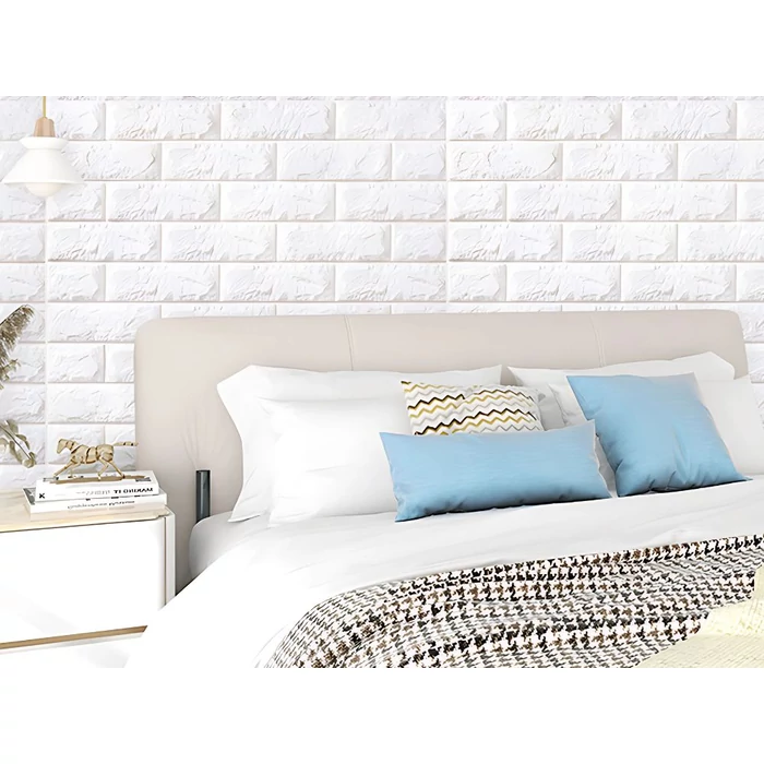 Öntapadós tapéta panel 3D tégla mintával, fehér