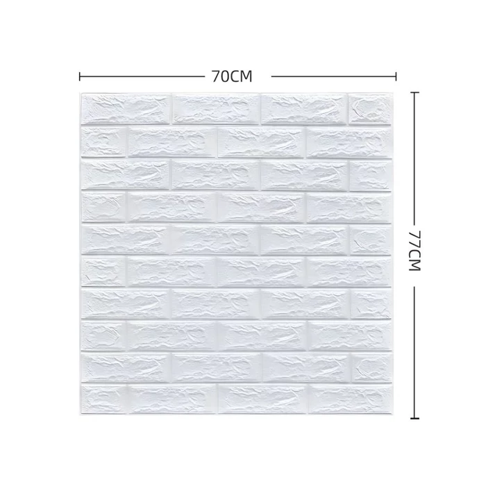 Öntapadós tapéta panel 3D tégla mintával, fehér