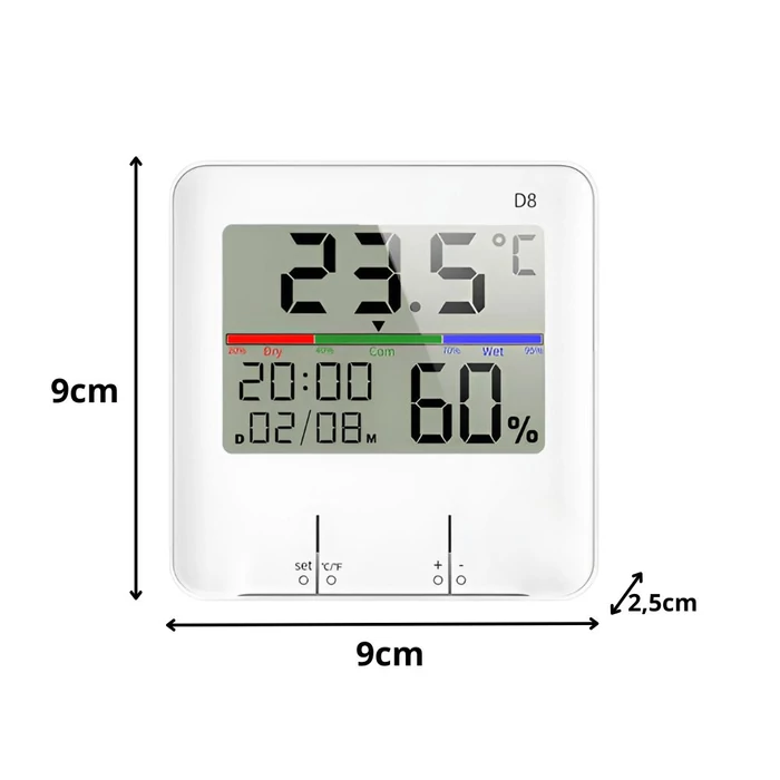 Digitális hő- és páratartalom mérő dátum funkcióval