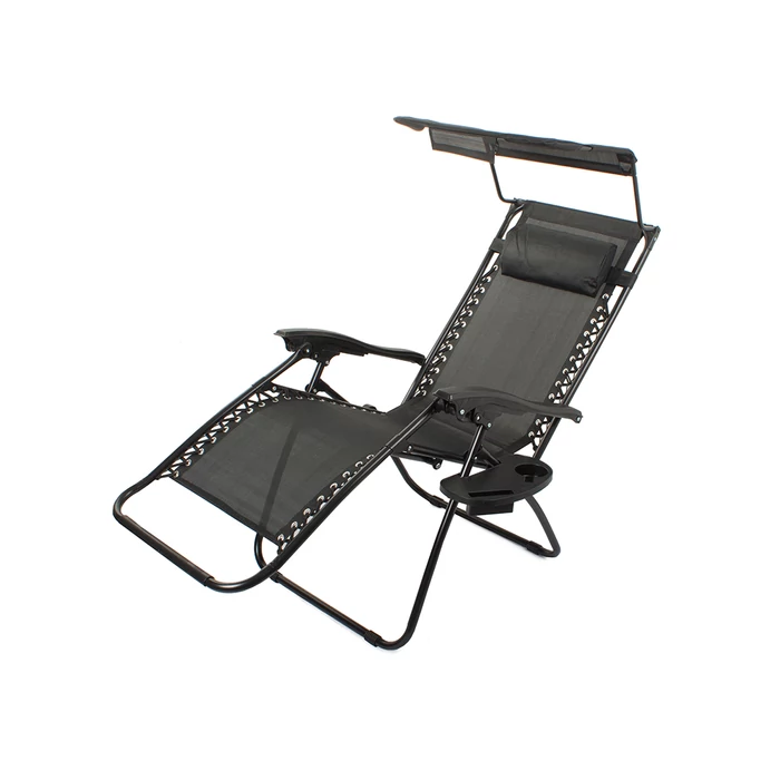 Összecsukható napozóágy napellenzővel és asztallal