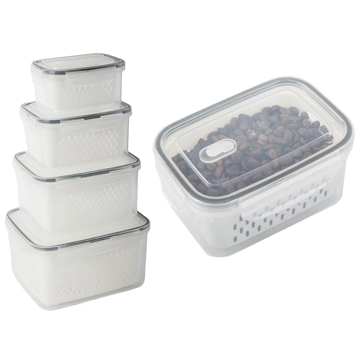 Ételtároló edények kivehető belső kosárral, 4 db