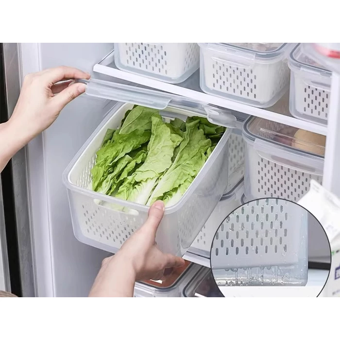 Ételtároló edények kivehető belső kosárral, 4 db