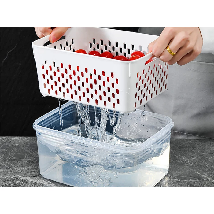 Ételtároló edények kivehető belső kosárral, 4 db