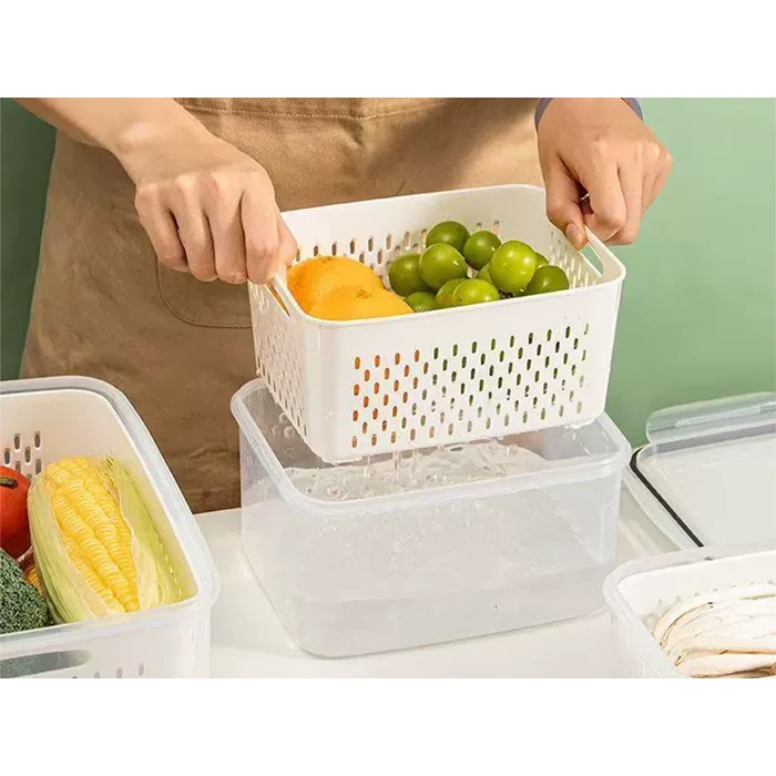 Ételtároló edények kivehető belső kosárral, 4 db