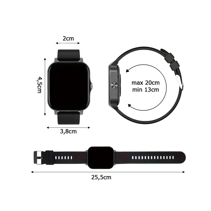 Okosóra számos funkcióval, fekete