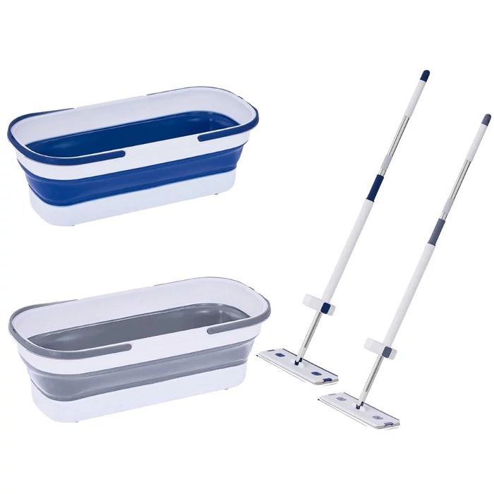 Felmosó szett mikroszálas betéttel, összecsukható vödörrel, teleszkópos nyéllel