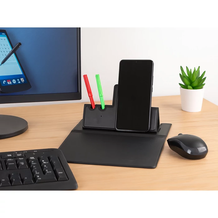 Egérpad induktív telefontöltővel és tolltartóval