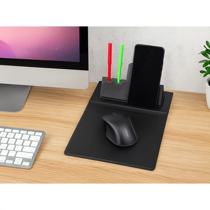 Egérpad induktív telefontöltővel és tolltartóval