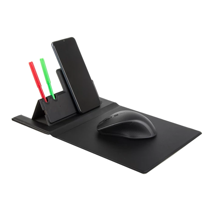 Egérpad induktív telefontöltővel és tolltartóval