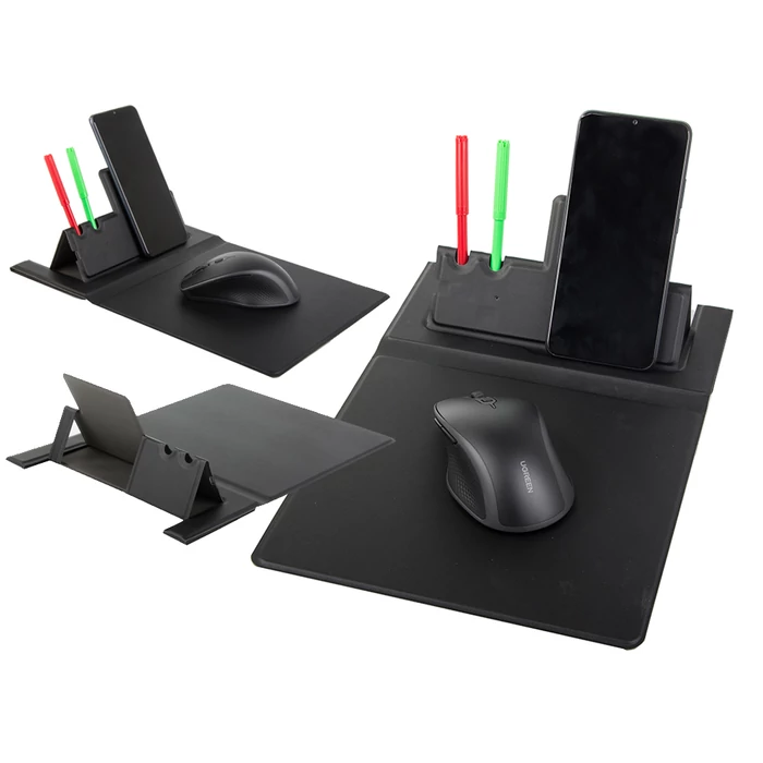 Egérpad induktív telefontöltővel és tolltartóval