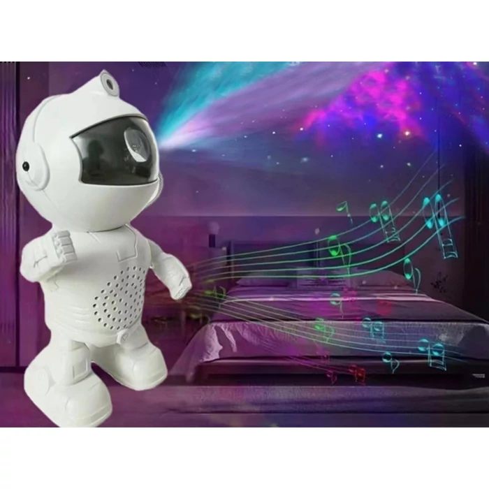 Űrhajós csillagprojektor éjszakai fény Bluetooth hangszóróval, távirányítóval