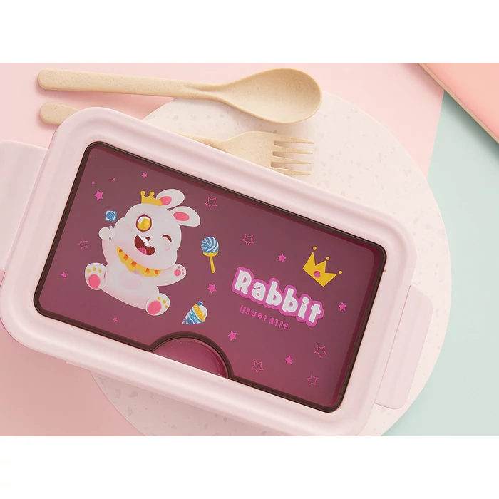 Ebéddoboz 2 rekesszel és evőeszközökkel, lila